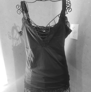 Only Heart black tank with lace trim
